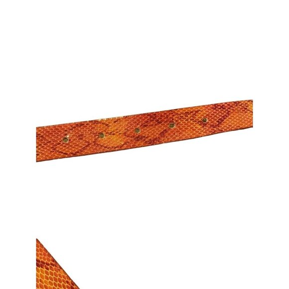 DKNY Belt Italian Calf Skin Leather Orange Snakeskin Pattern Size M Western - Picture 4 of 8